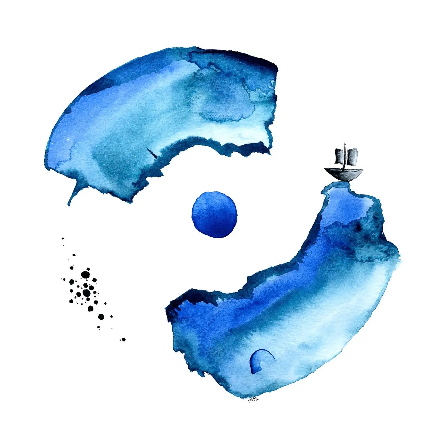 By the Light of Certain Moons - Watercolor Art Print 8x10