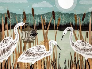Beyond The Rushes Tall - 11 x 14 inch Cut Paper Art Print